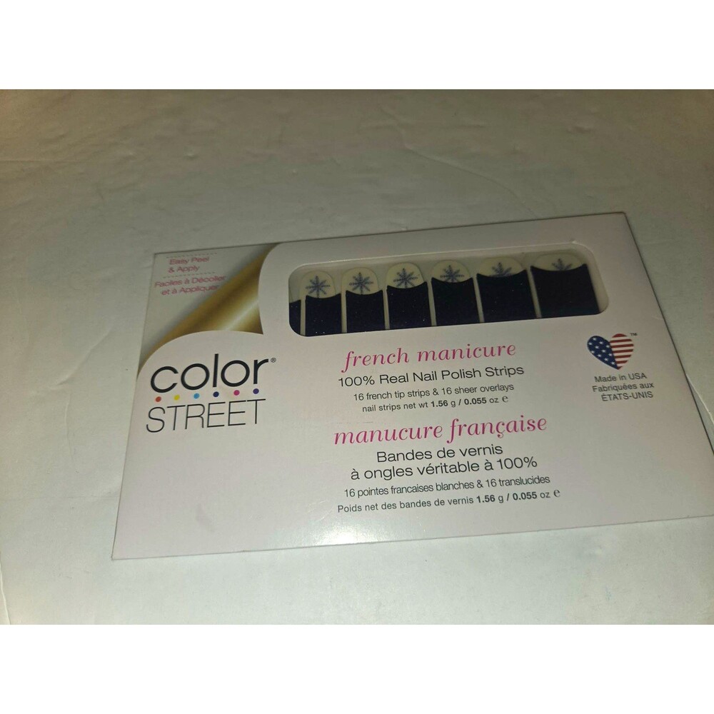 Color Street In a Flurry White/Black French Nail Polish Strips FTG020 0.055oz